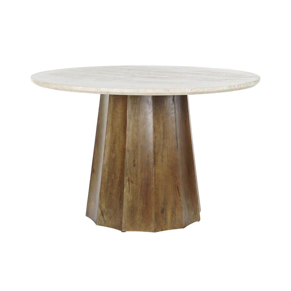 Mesa de Comedor DKD Home Decor Marrón Negro Beige Mármol Madera de mango 120 x 120 x 78 cm 120 x 120 x 76 cm