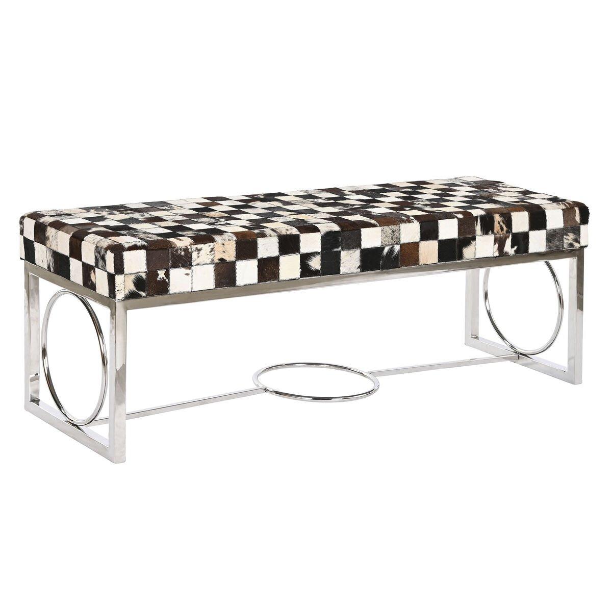Banqueta DKD Home Decor Crema Plateado Marrón oscuro Acero 122 x 41 x 44 cm