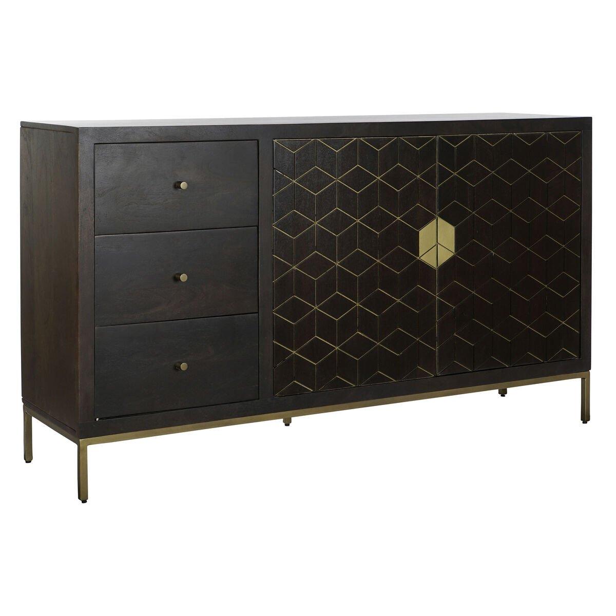 Aparador DKD Home Decor Negro Dorado Marrón oscuro Metal Acacia 160 x 40 x 90 cm