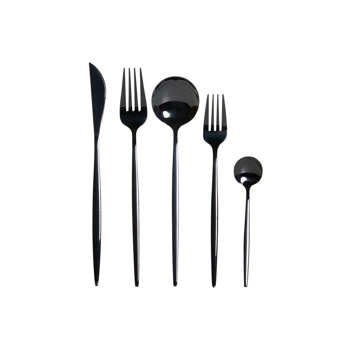 Cubertería DKD Home Decor Negro Acero Inoxidable 3 x 1,5 x 13 cm 20 Piezas
