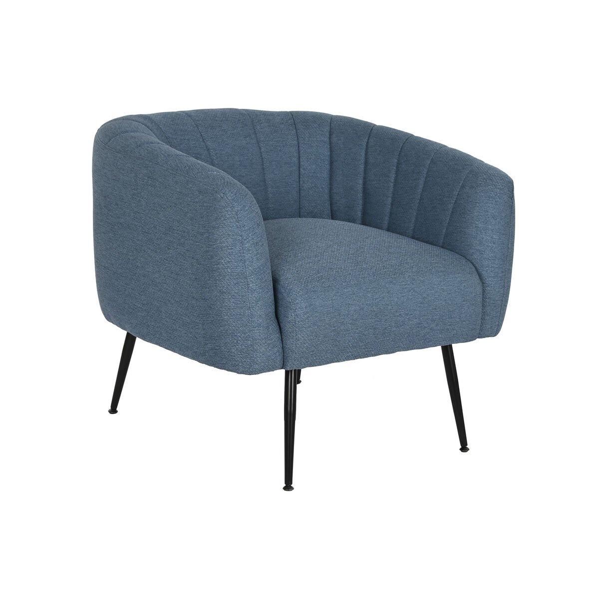 Sillón DKD Home Decor Azul Negro Dorado Espuma Madera Metal 81 x 75 x 73 cm