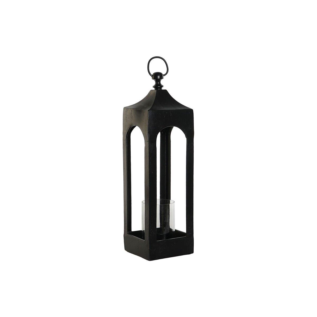 Farol DKD Home Decor Negro Aluminio Cristal 16 x 16 x 55 cm