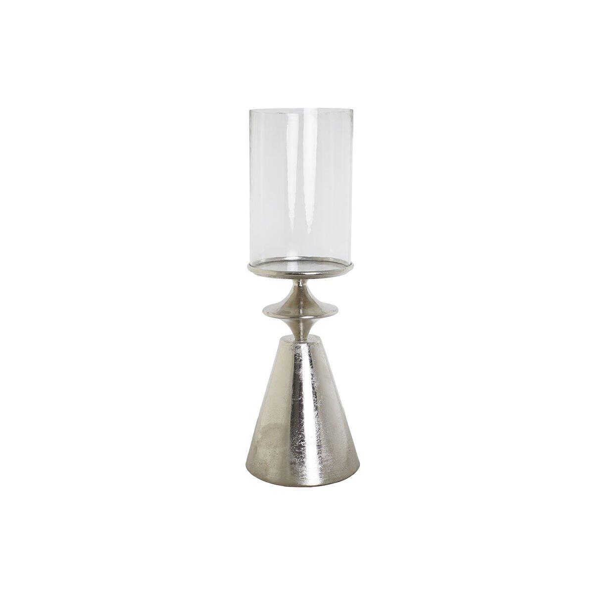 Portavelas DKD Home Decor Plateado Aluminio Cristal 24 x 24 x 73 cm