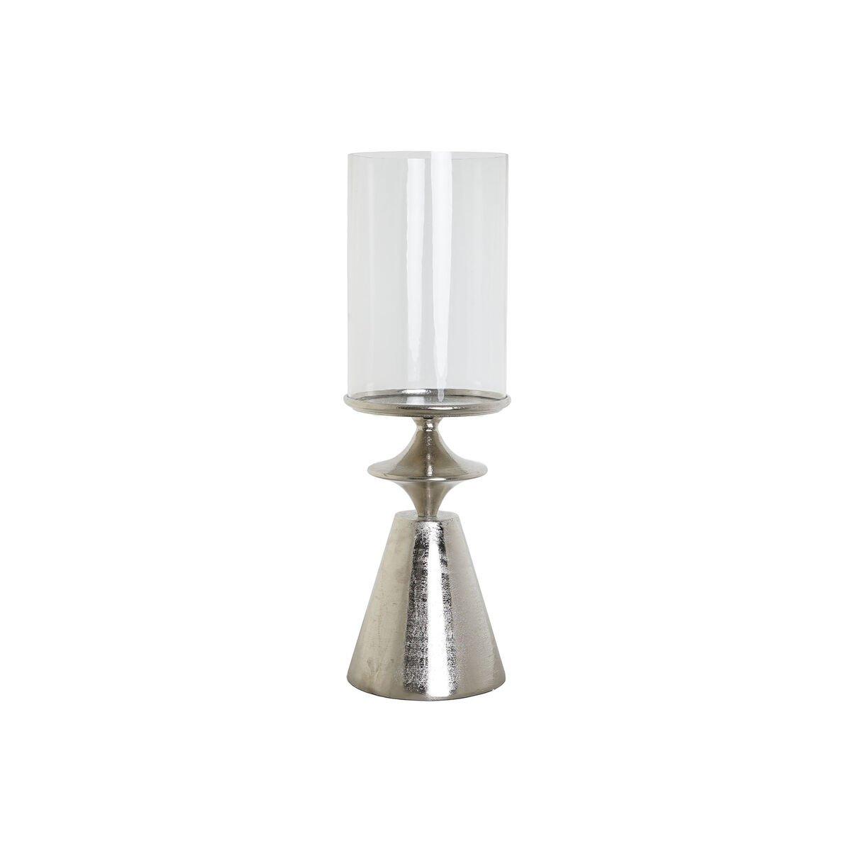 Portavelas DKD Home Decor Plateado Aluminio Cristal 21 x 21 x 66 cm