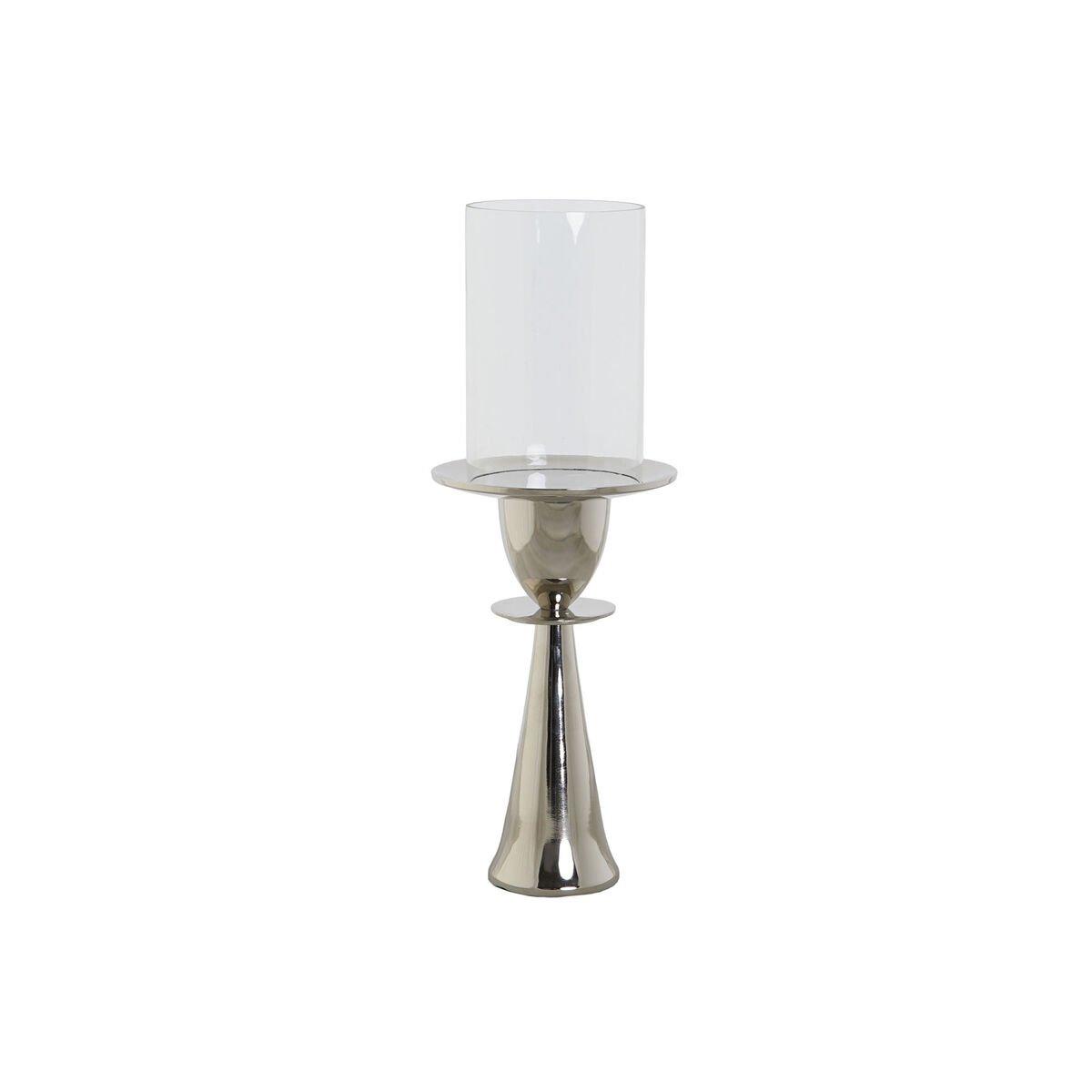 Portavelas DKD Home Decor Plateado Aluminio Cristal 14 x 14 x 38 cm