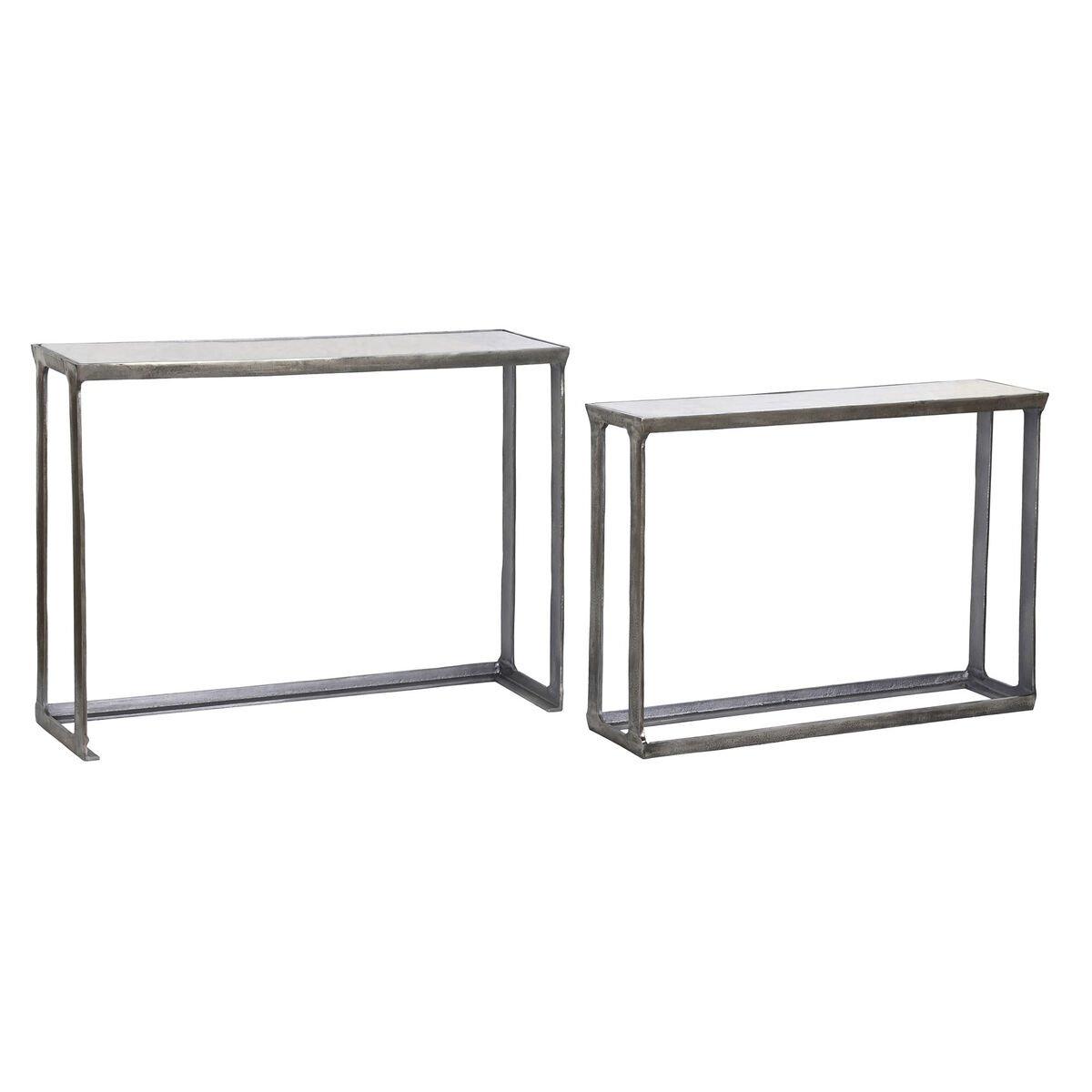 Juego de 2 mesas Home ESPRIT Blanco Multicolor Plateado 107 x 30 x 81 cm 108 x 30 x 79 cm
