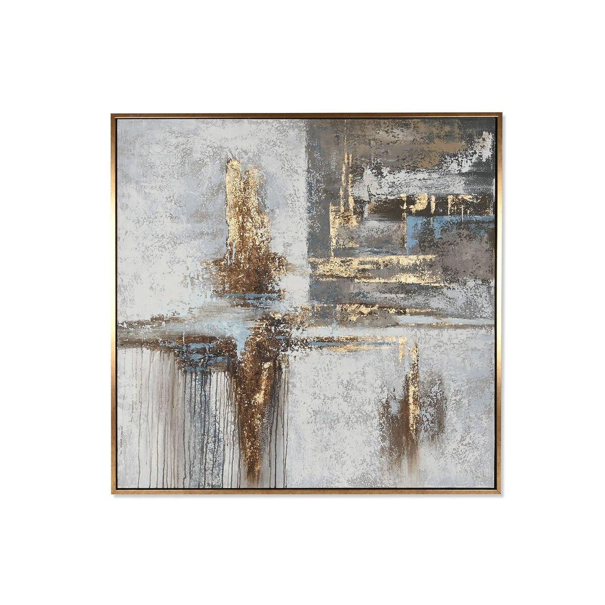 Lienzo Home ESPRIT Gris Dorado Abstracto Moderno 131 x 4 x 131 cm