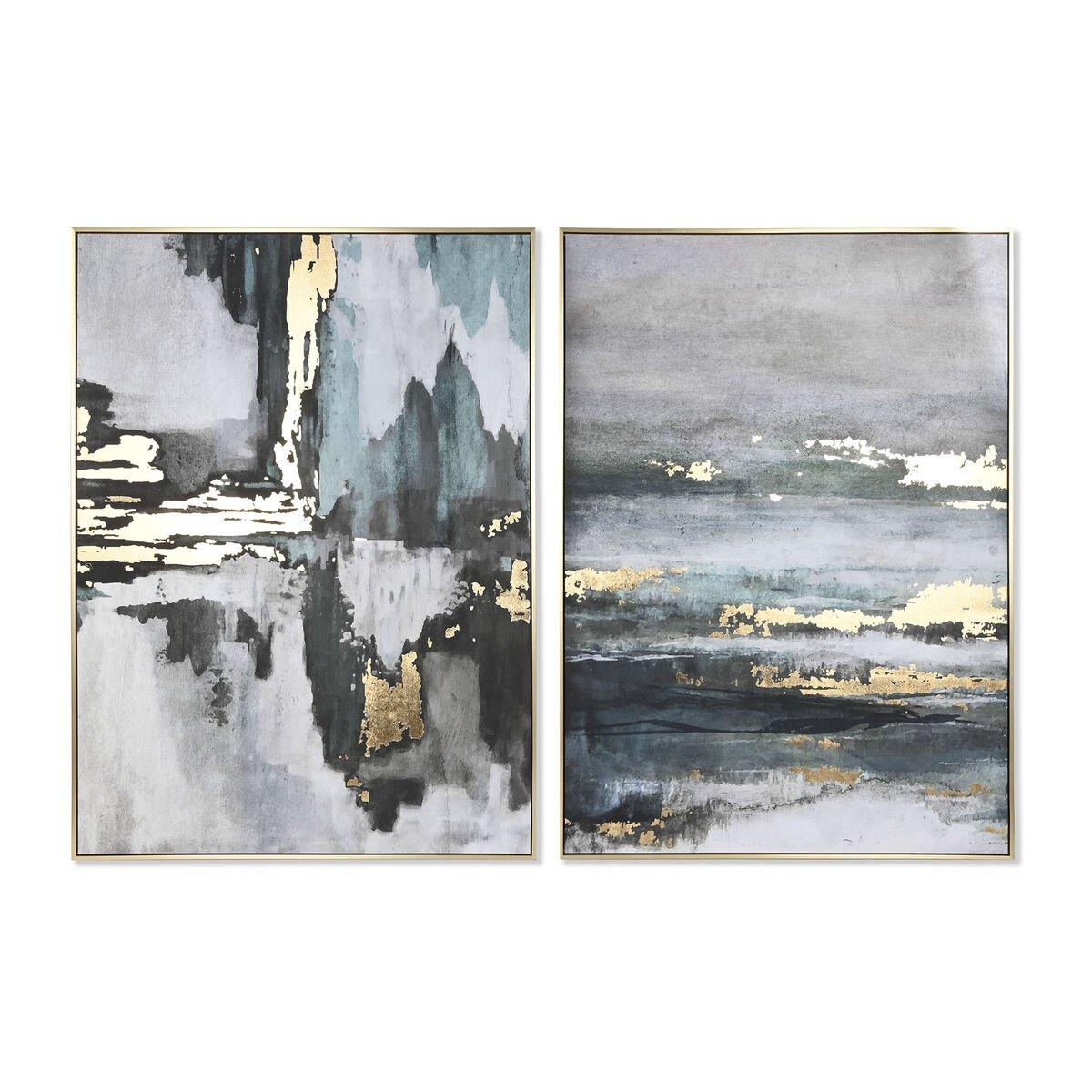 Lienzo Home ESPRIT Verde Gris Dorado Abstracto 103 x 4,5 x 143 cm (2 Unidades)