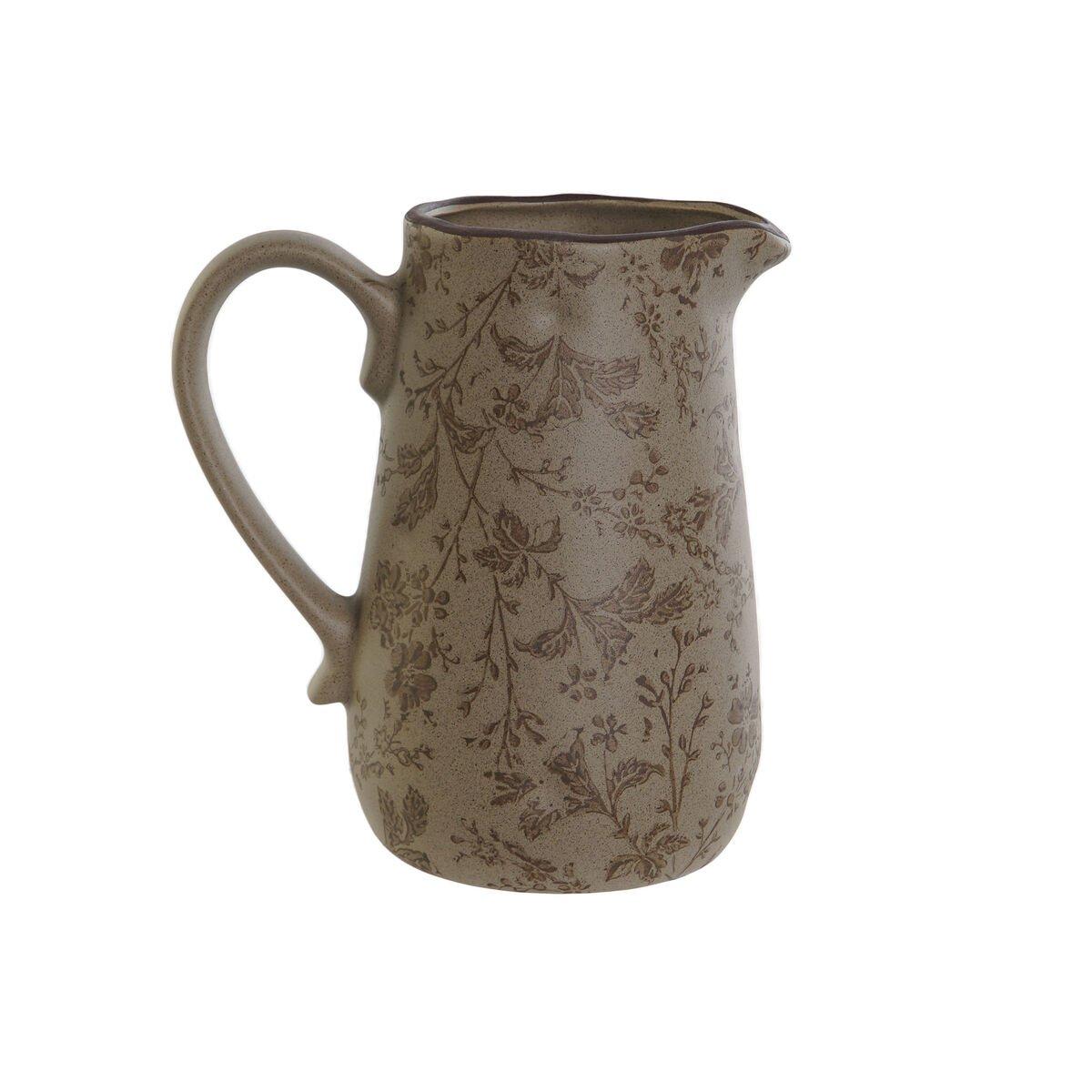 Jarra Home ESPRIT Marrón Verde Gres Hoja de planta Shabby Chic