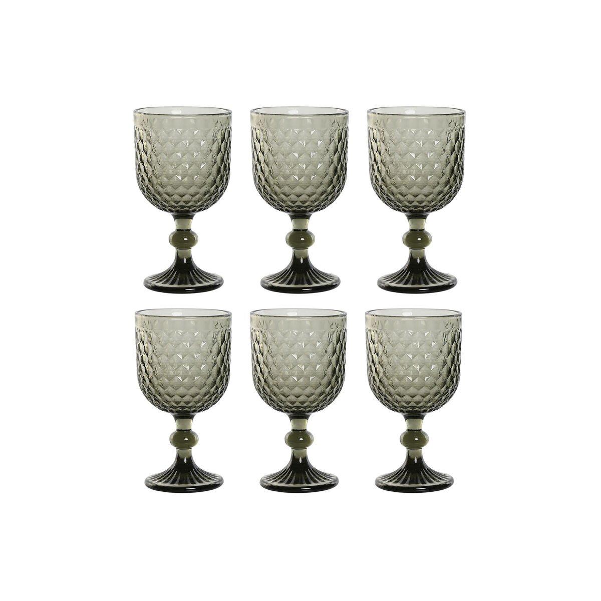 Set de Copas Home ESPRIT Gris Cristal 325 ml (6 Unidades)