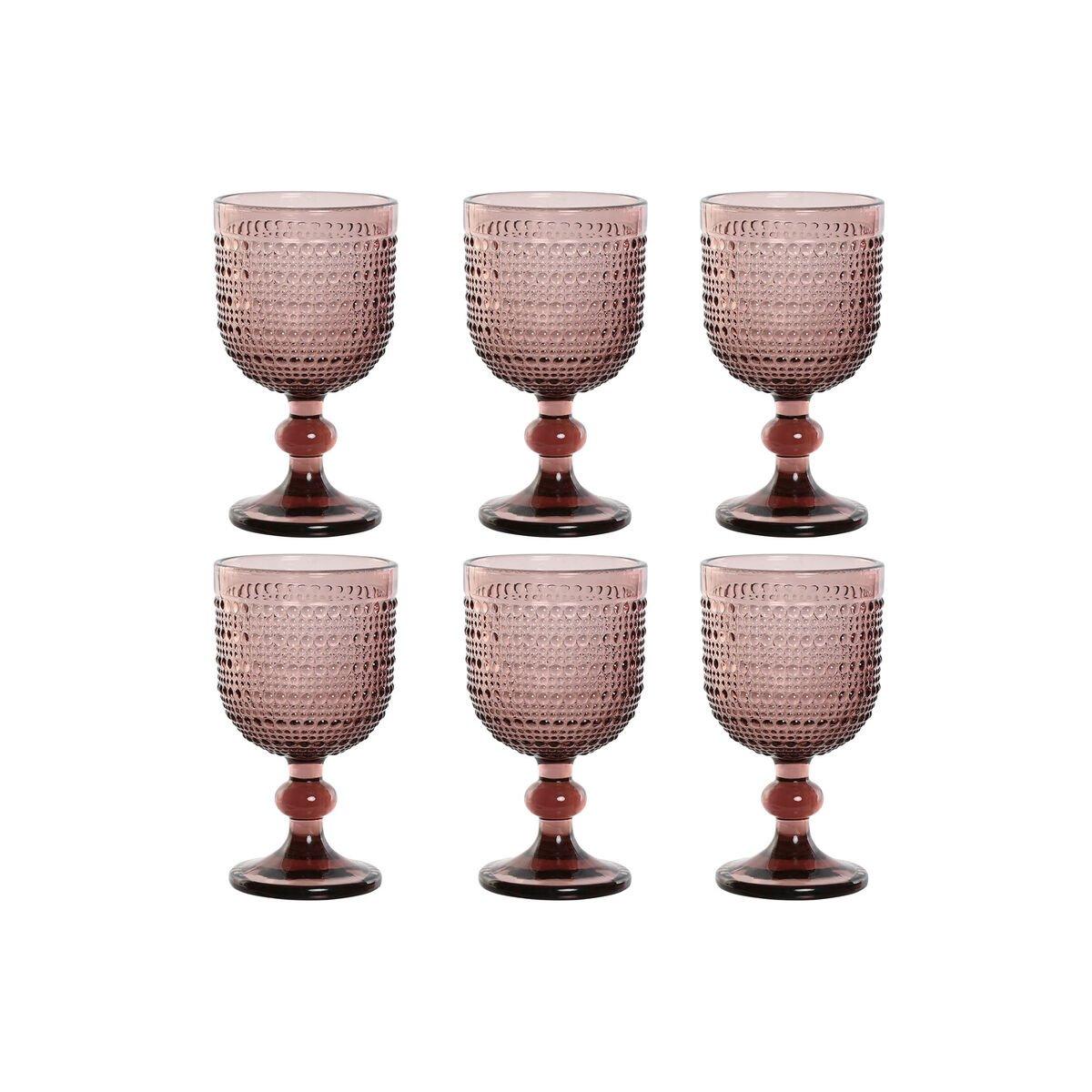 Set de Copas Home ESPRIT Rosa Cristal 240 ml (6 Unidades)