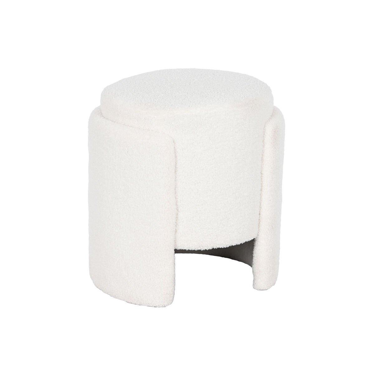 Reposapiés Home ESPRIT Blanco Poliéster Madera MDF Scandi 40 x 40 x 43 cm