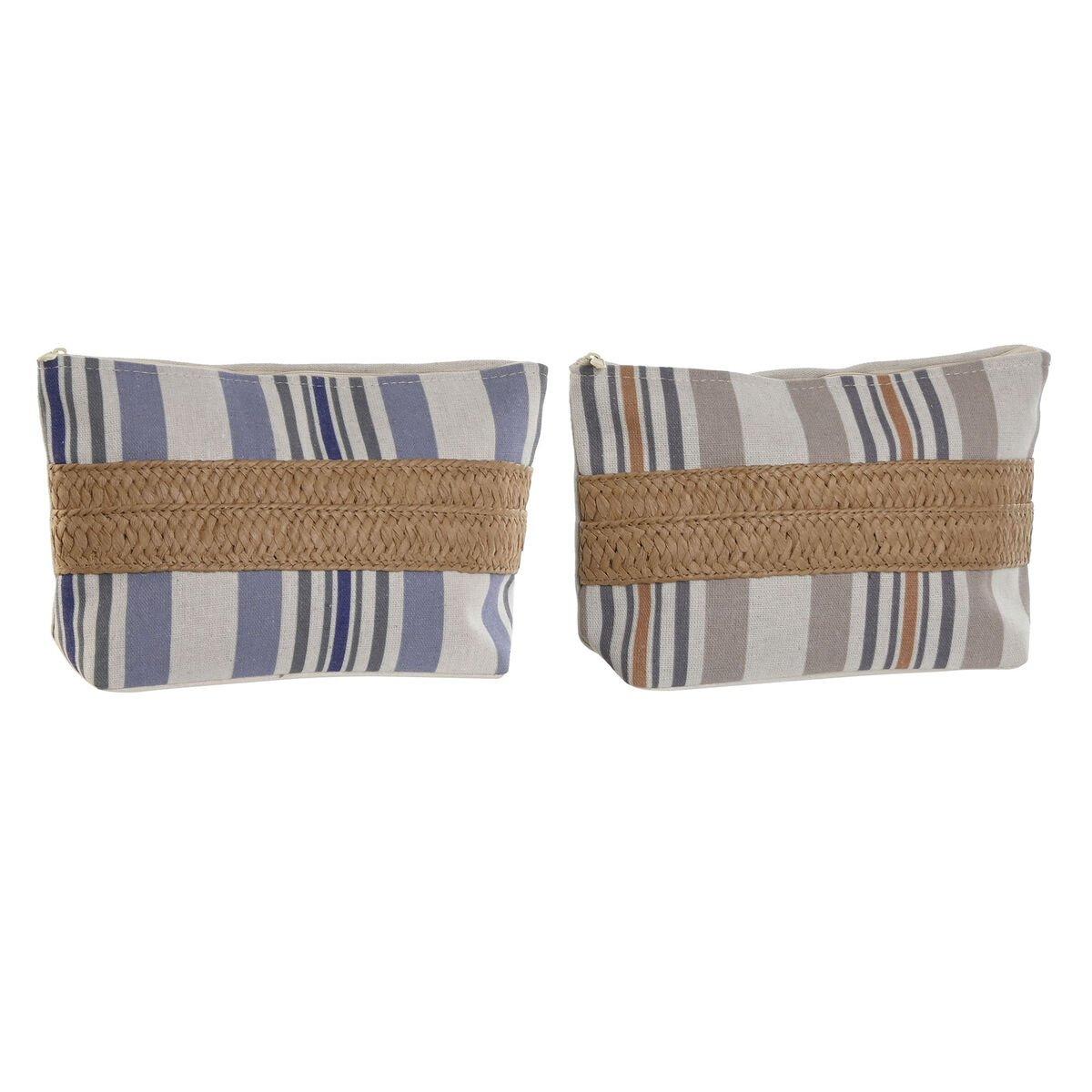 Neceser de Viaje Home ESPRIT Beige Lila 25 x 7 x 15 cm (2 Unidades)