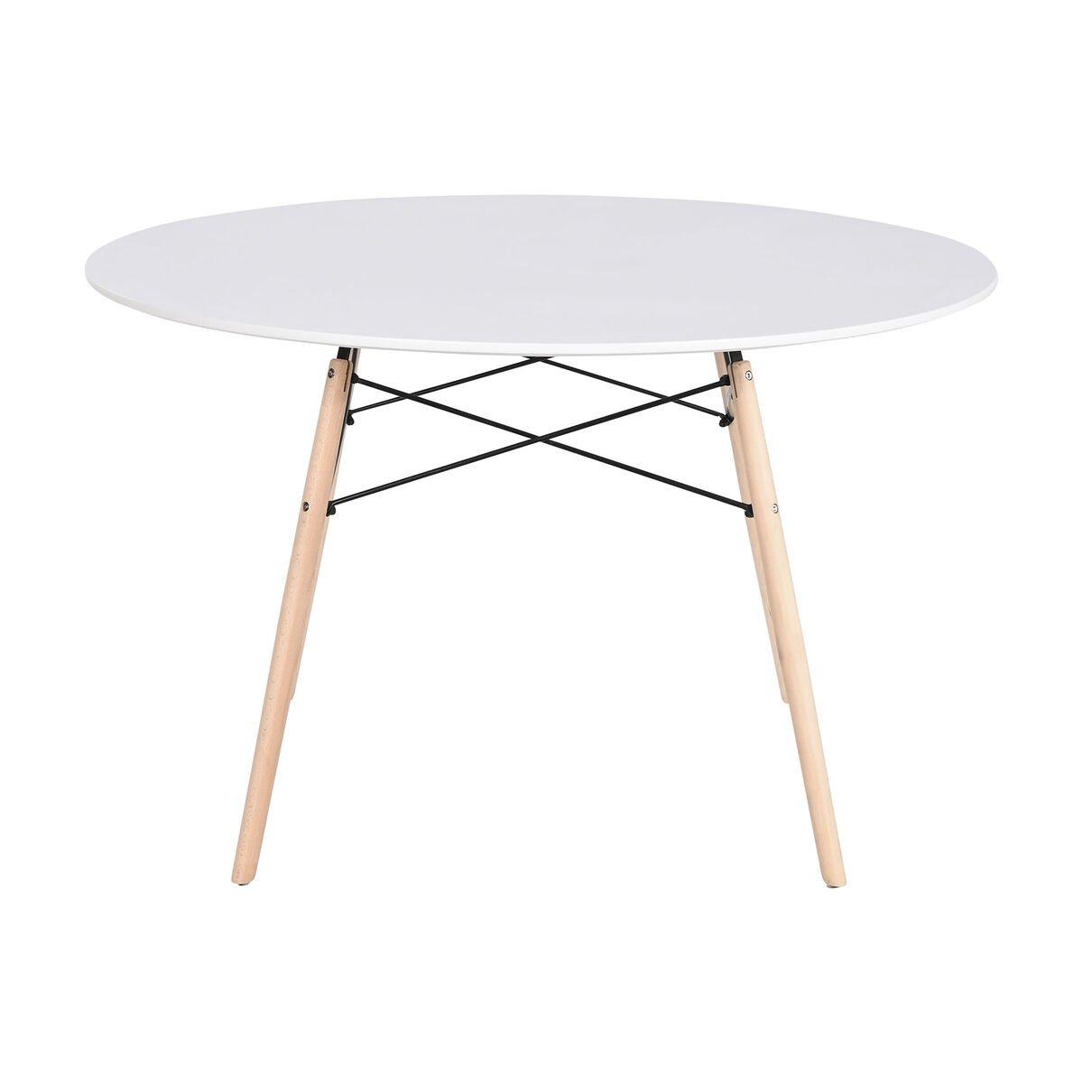 Mesa de Comedor Home ESPRIT Blanco Negro Natural Abedul Madera MDF 120 x 120 x 74 cm