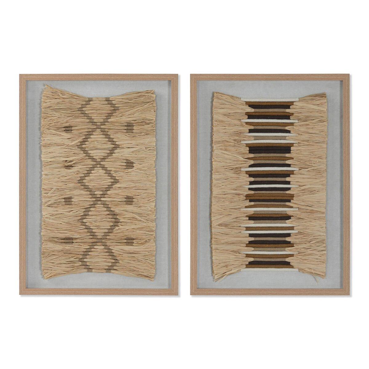 Cuadro 3D Home ESPRIT Rafia Poliestireno 50 x 3 x 70 cm 50 x 3,5 x 70 cm