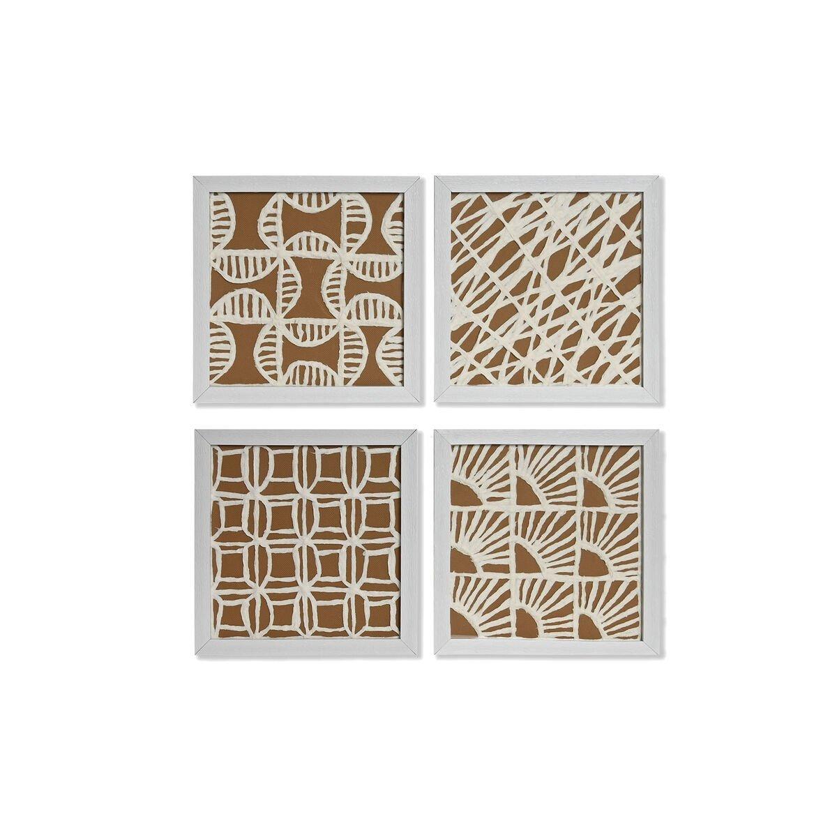 Juego de 4 cuadros Home ESPRIT Papel Cristal 22 x 2 x 22 cm