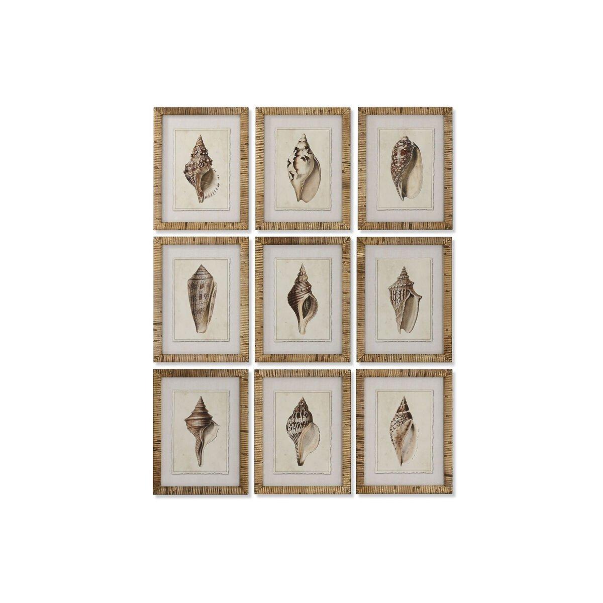 Cuadro Home ESPRIT Cristal Abeto 30 x 2,5 x 40 cm (9 Unidades)