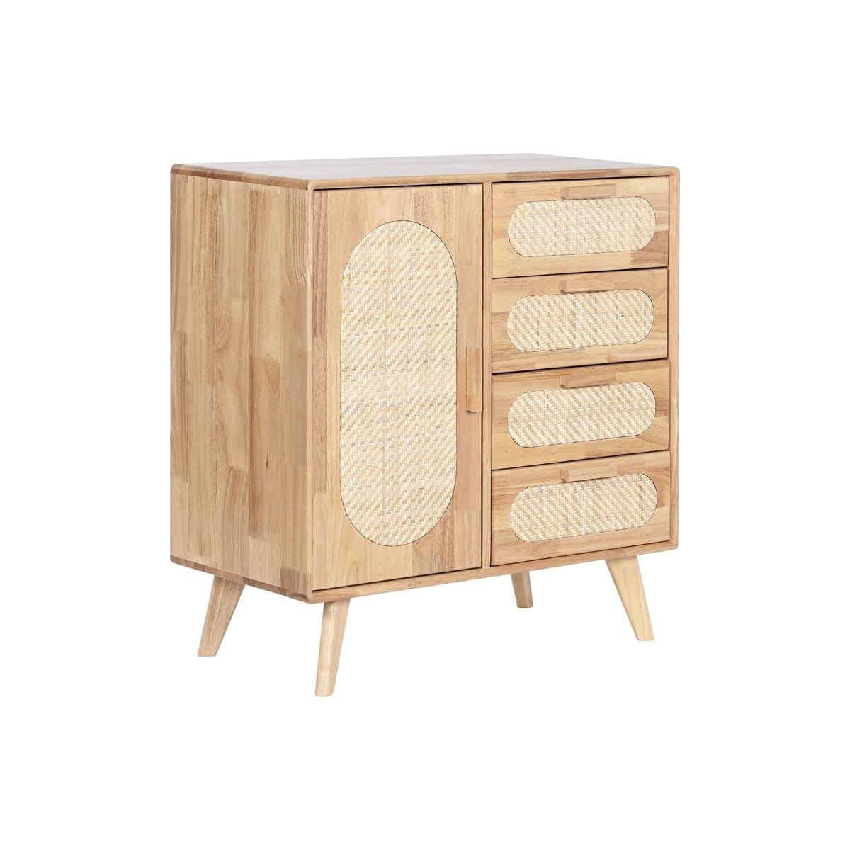 Aparador Home ESPRIT Natural Metal Ratán Madera de caucho 73,5 x 35 x 78 cm