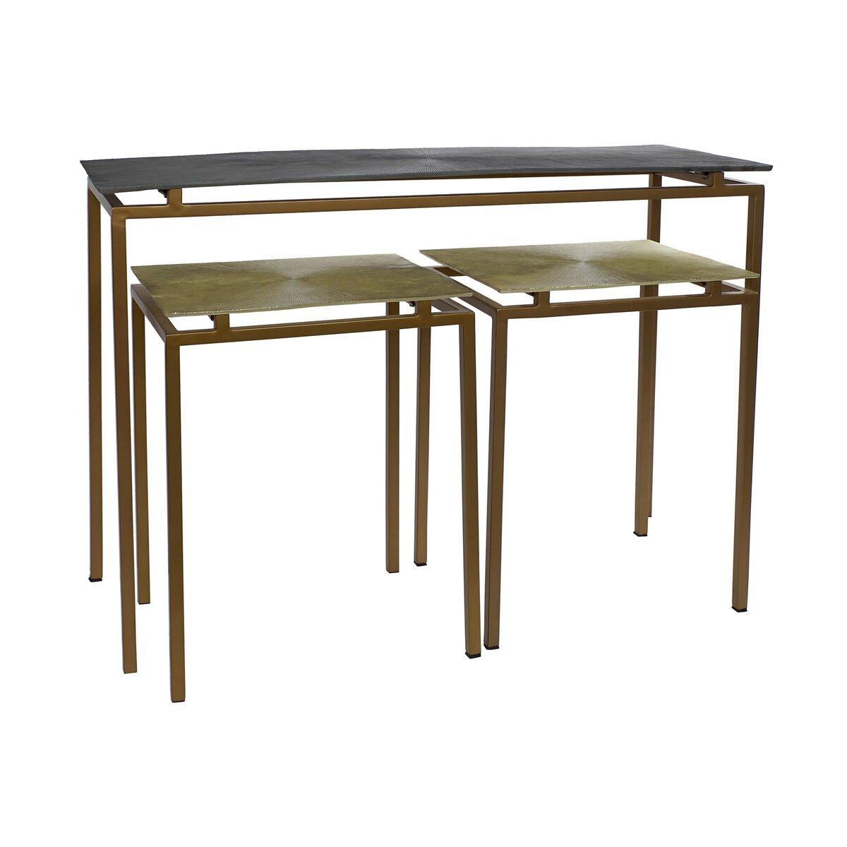 Consola Home ESPRIT Gris Metal Aluminio 109,5 x 37,5 x 80 cm (3 Piezas)