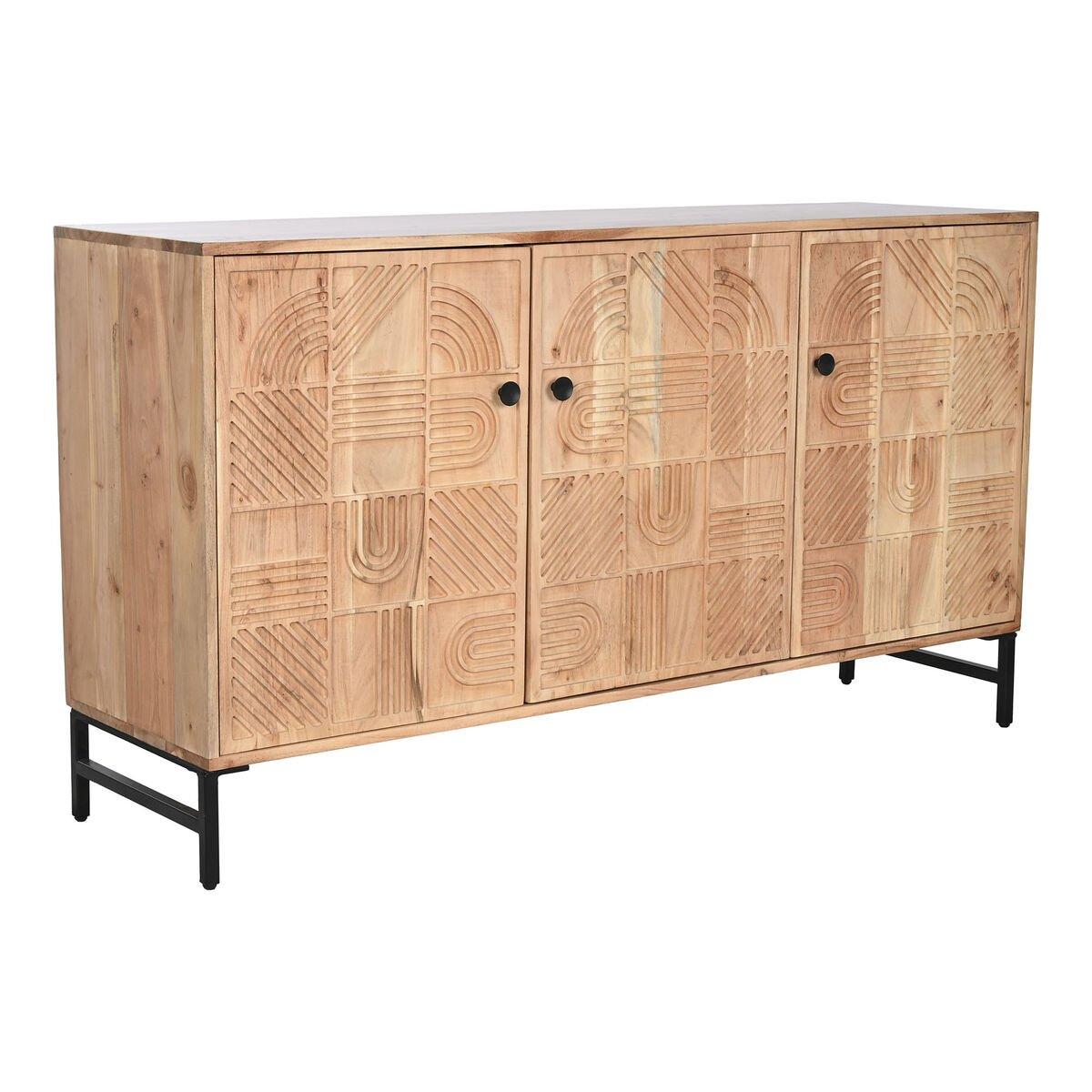 Aparador Home ESPRIT Marrón Negro Metal Acacia 145 x 40 x 80 cm