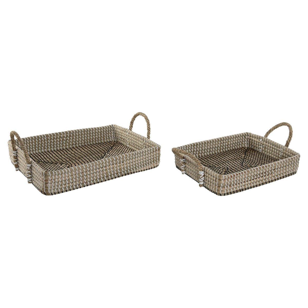 Juego de Cestas Home ESPRIT Fibra natural Natural Urbano 41 x 32 x 16 cm