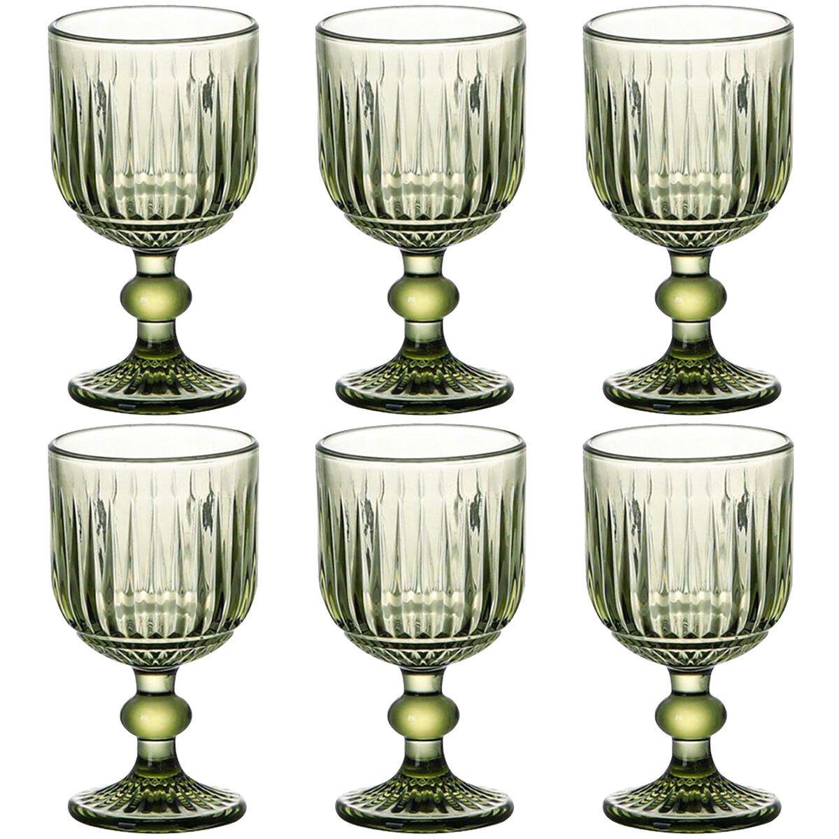 Set de Copas Home ESPRIT Verde Cristal 8 x 8 x 14,5 cm (6 Unidades)
