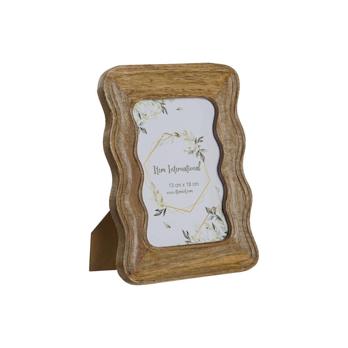 Marco de Fotos Home ESPRIT Natural Madera de mango Ondas Urbano 21,5 x 1,5 x 26,5 cm