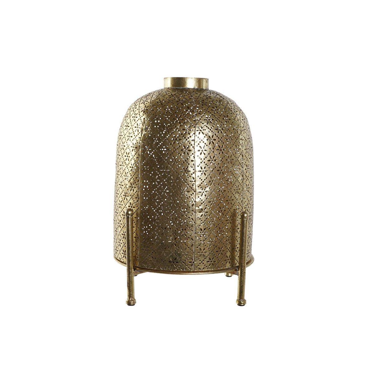 Portavelas Home ESPRIT Dorado Metal Cristal 24 x 24 x 33 cm