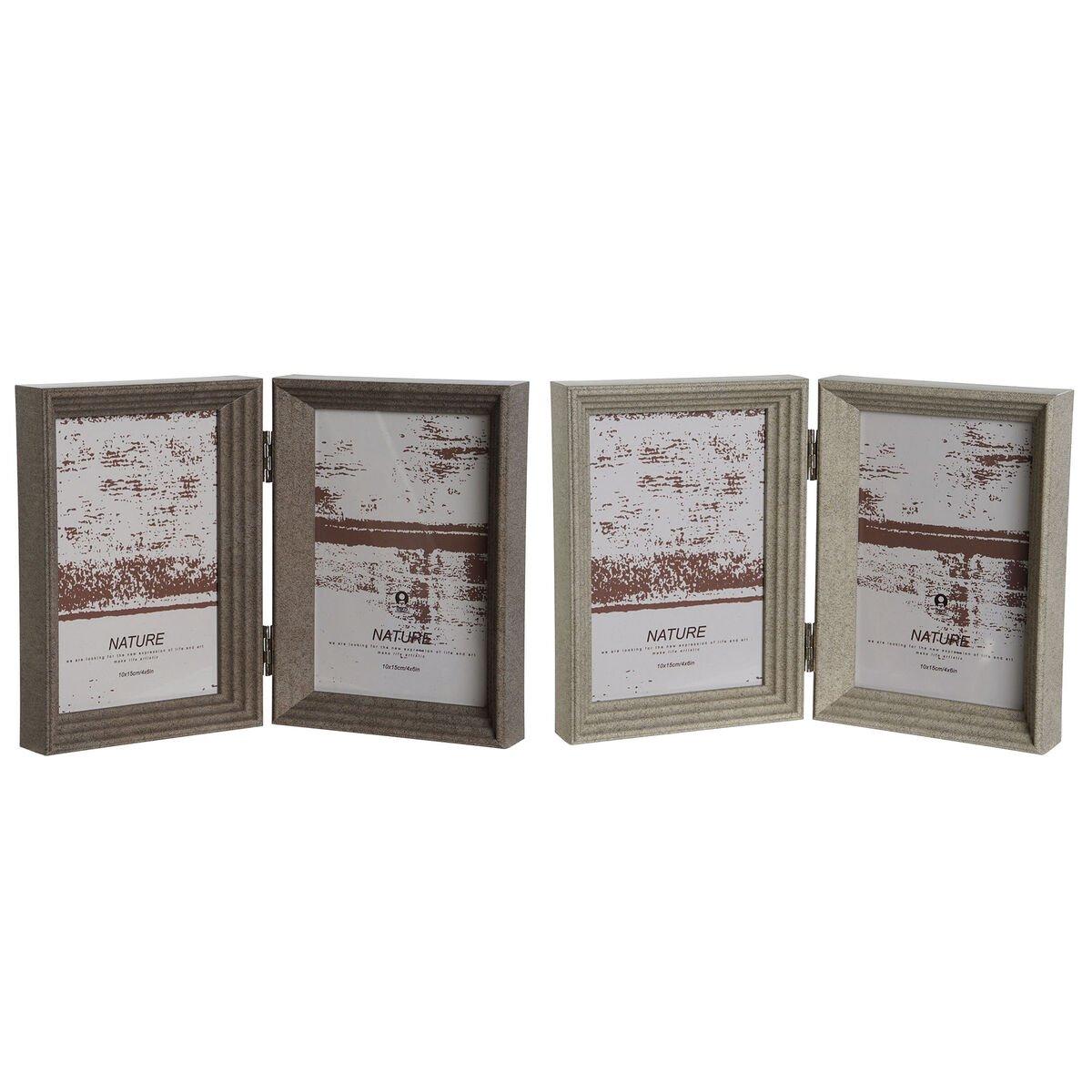 Marco de Fotos Home ESPRIT Marrón Beige Cristal Poliestireno Urbano 25 x 3 x 18 cm (2 Unidades)