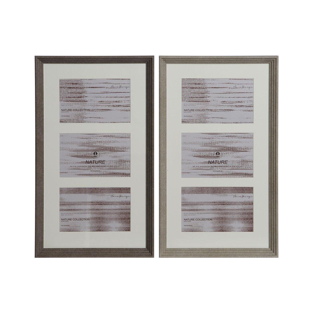 Marco de Fotos Home ESPRIT Blanco Marrón Gris Cristal Poliestireno Urbano 23 X 3 X 41 cm (2 Unidades)
