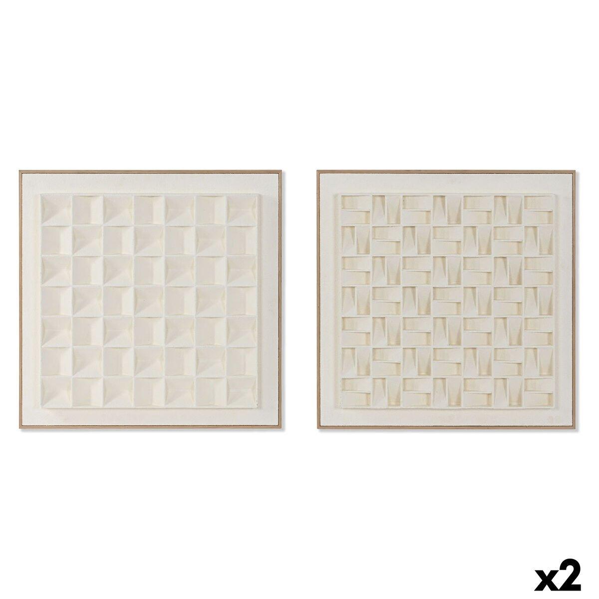 Cuadro 3D Home ESPRIT Yeso Madera MDF 60 x 7 x 60 cm