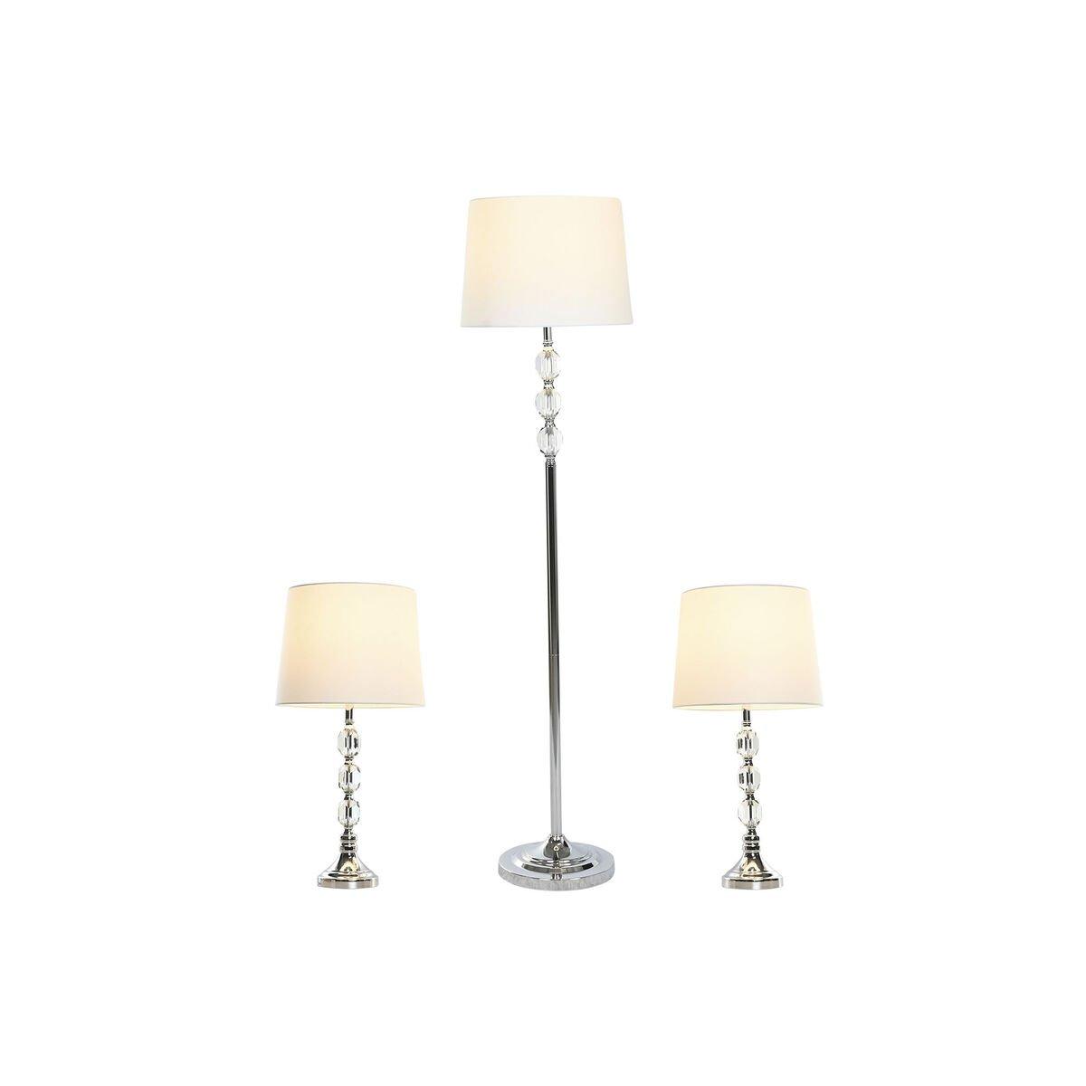 Lámpara de Pie Home ESPRIT Blanco Plateado 50 W 220 V 35 x 35 x 150 cm (3 Piezas)