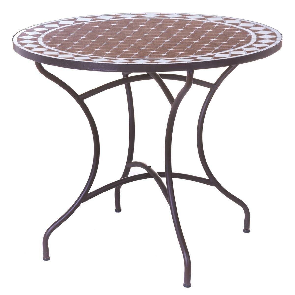 Mesa auxiliar Persea Blanco Marrón Cerámica 90 x 90 x 75 cm