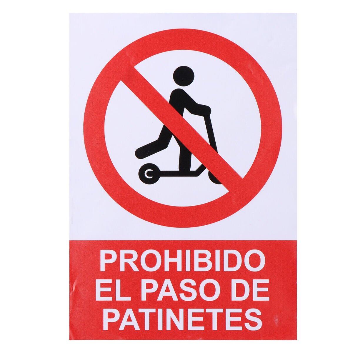 Cartel Normaluz Prohibido acceder con patinete Vinilo 21 x 30 cm