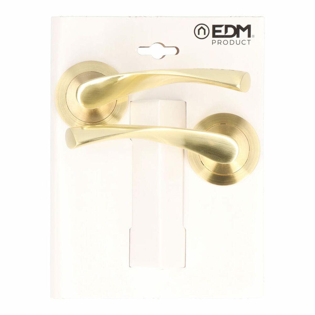 Juego de Manillas EDM 86031 707 Aluminio Ø 6,5 x 12 cm Latón Dorado