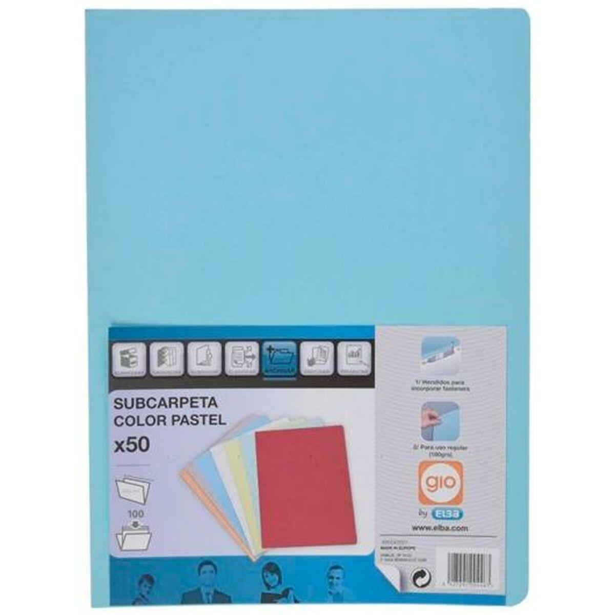 Subcarpeta Elba Azul Pastel Folio 50 Piezas (5 Unidades)