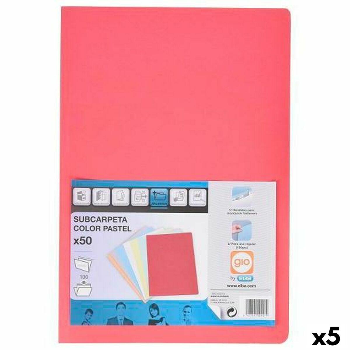Subcarpeta Elba Rojo Folio 50 Piezas (5 Unidades)