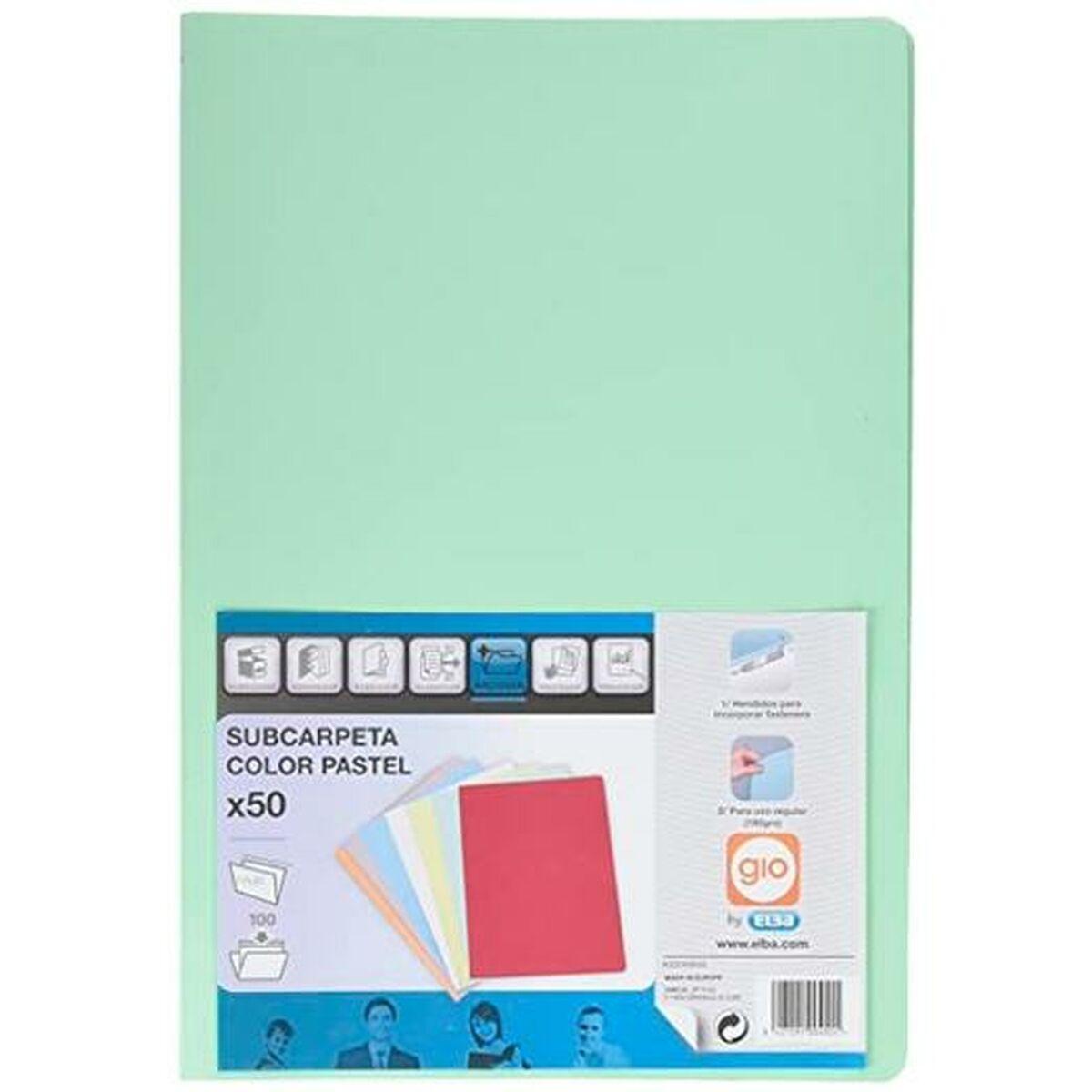 Subcarpeta Elba GIO Verde Claro Folio 50 Piezas (50 Unidades)