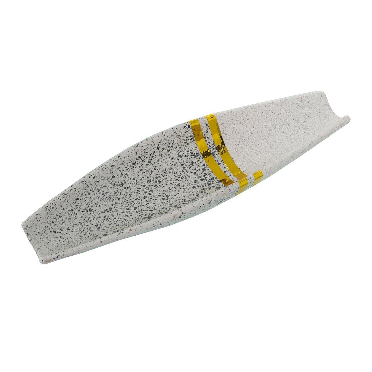 Centro de Mesa Alexandra House Living Blanco Plateado Cerámica 35 x 11 x 5 cm