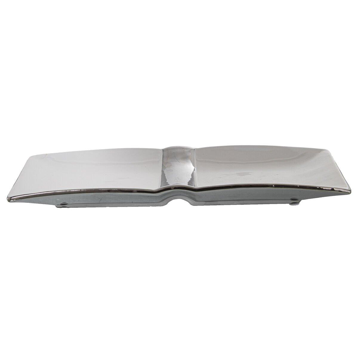 Centro de Mesa Alexandra House Living Blanco Plateado Cerámica 31 x 14 x 3 cm