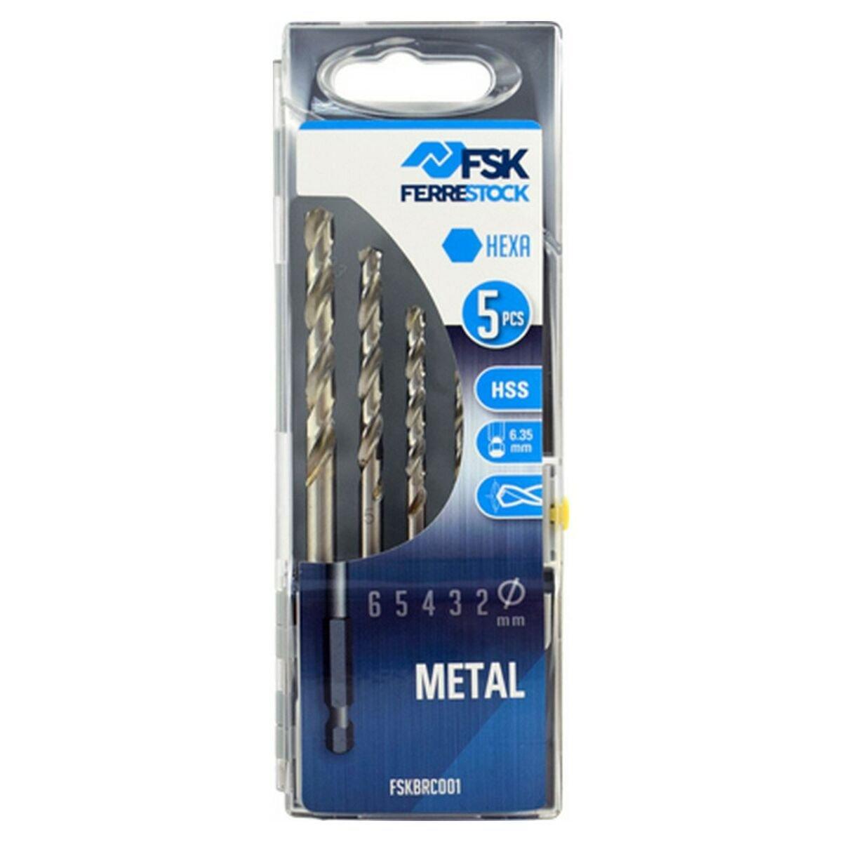 Set de brocas Ferrestock 2, 3, 4, 5, 6 mm Metal Hexagonal