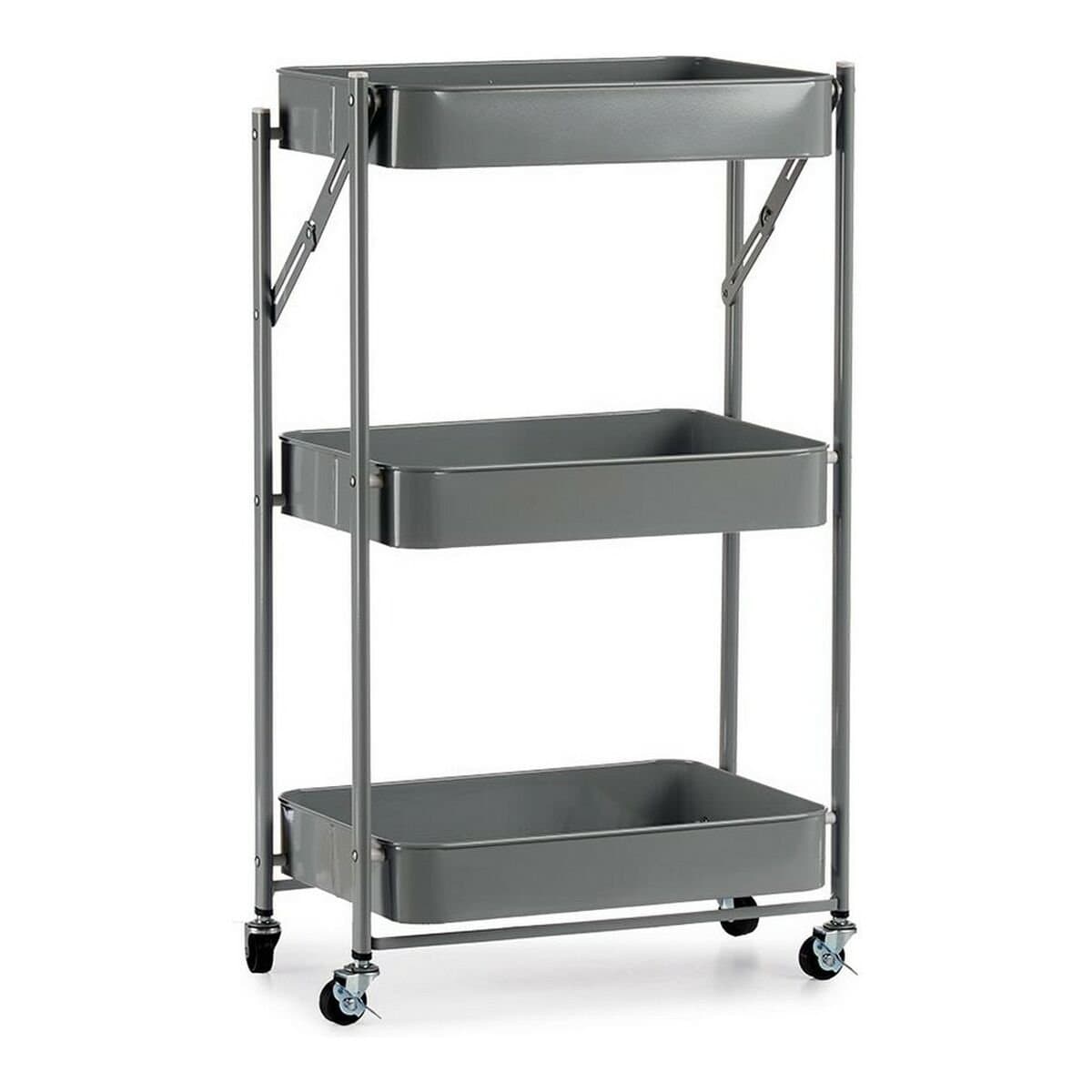 Carrito Verdulero Kinvara Gris Acero Plástico 29,5 x 78,5 x 45,5 cm