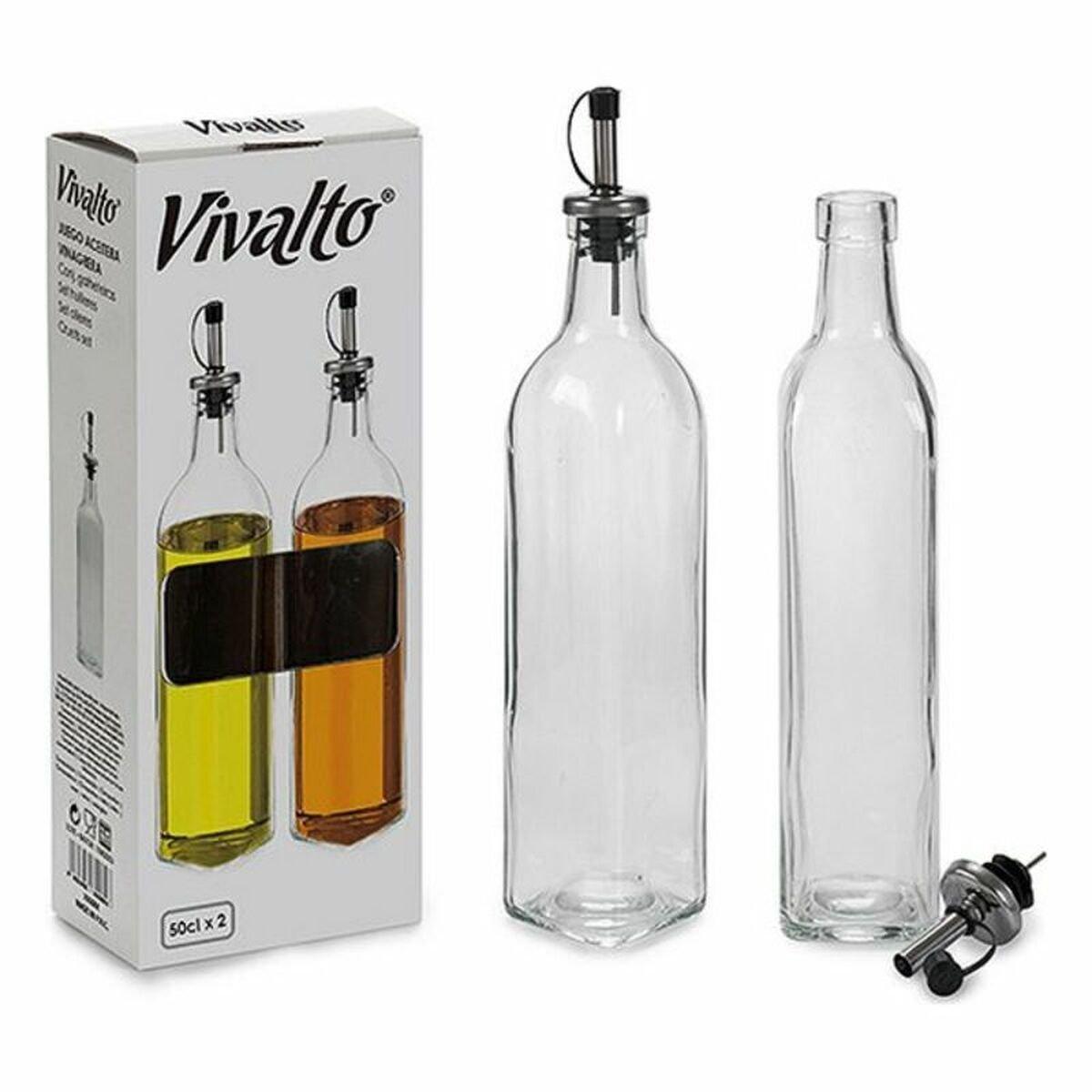 Set de Aceitera y Vinagrera Vivalto Transparente Vidrio Silicona Cristal 500 ml 5,7 x 29,5 x 5,7 cm 12 x 31 x 6 cm 2 Unidades