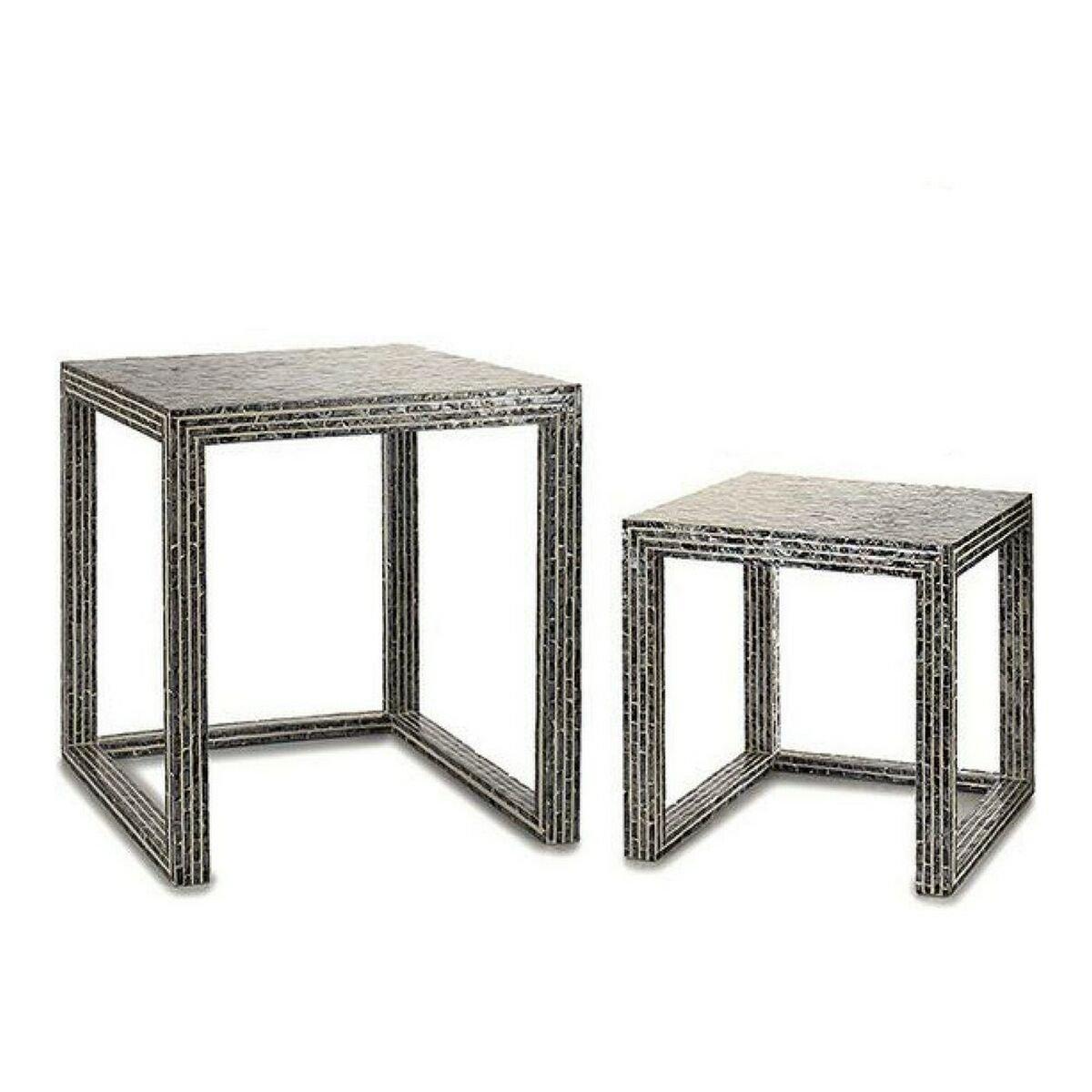 Mesa auxiliar Gift Decor BIG-S3603676 Gris Nácar 42,5 x 61 x 60 cm (2 Piezas) (2 Unidades)