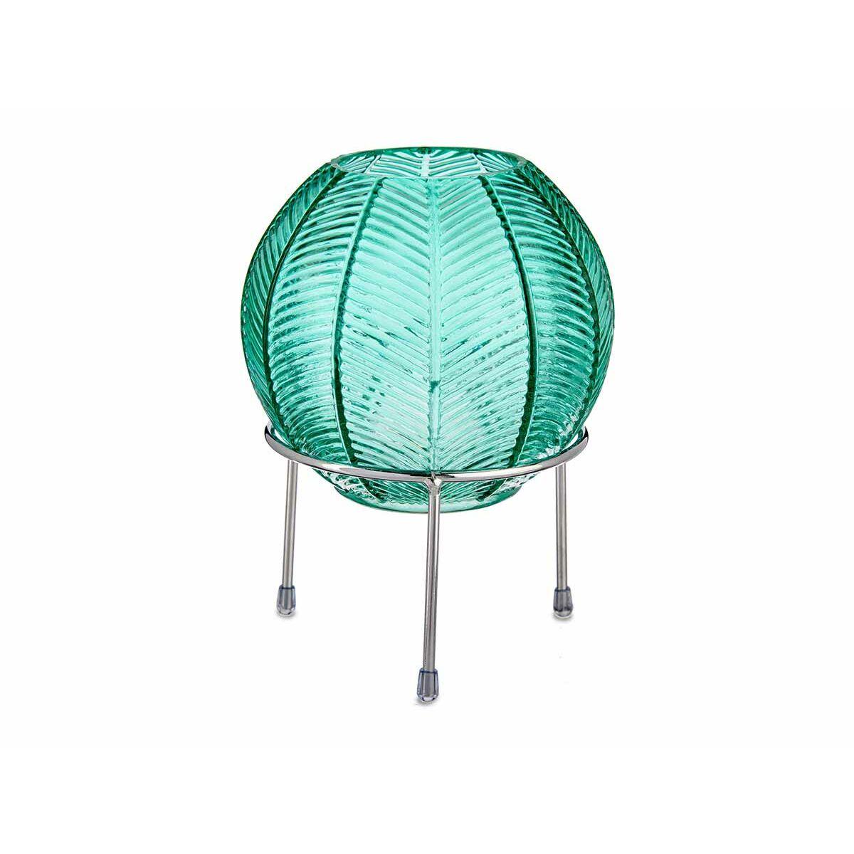 Jarrón Gift Decor Azul Plateado Plata Metal Vidrio Bola 14,5 x 19,5 x 14,5 cm