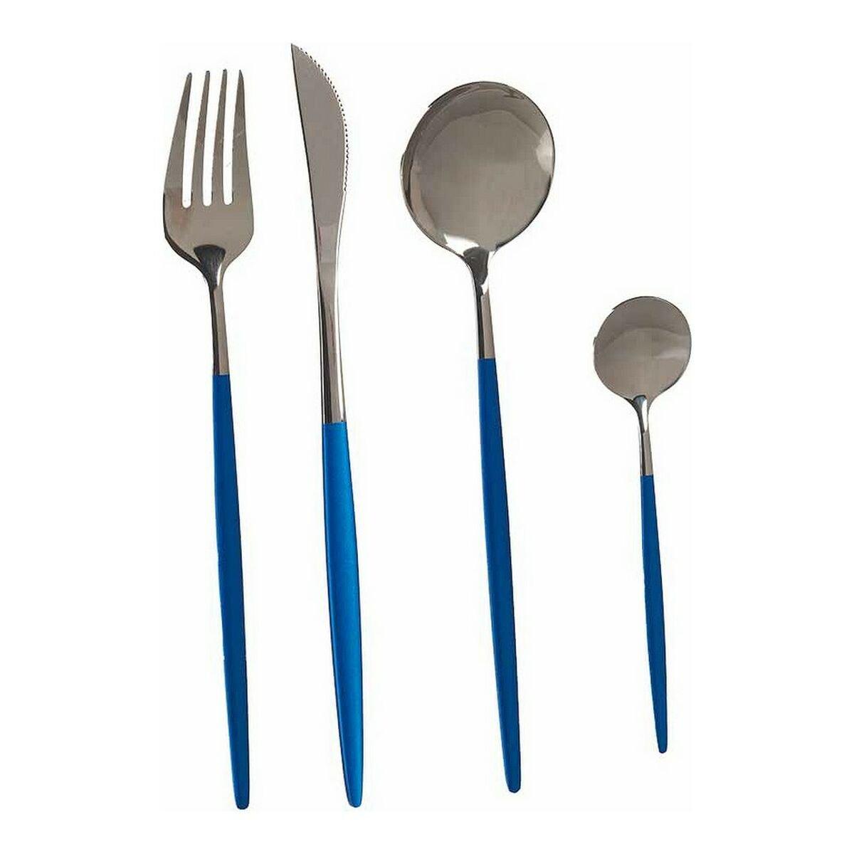 Set de Cubiertos Kinvara Azul Plateado Acero Inoxidable 16 x 5 x 24,5 cm