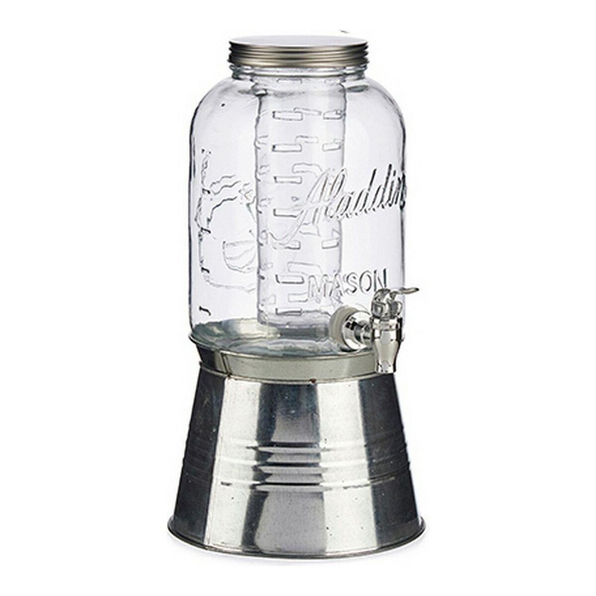 Jarra Vivalto Transparente Plateado Plata Metal Cristal Plástico 3,8 L Enfriador Grifo