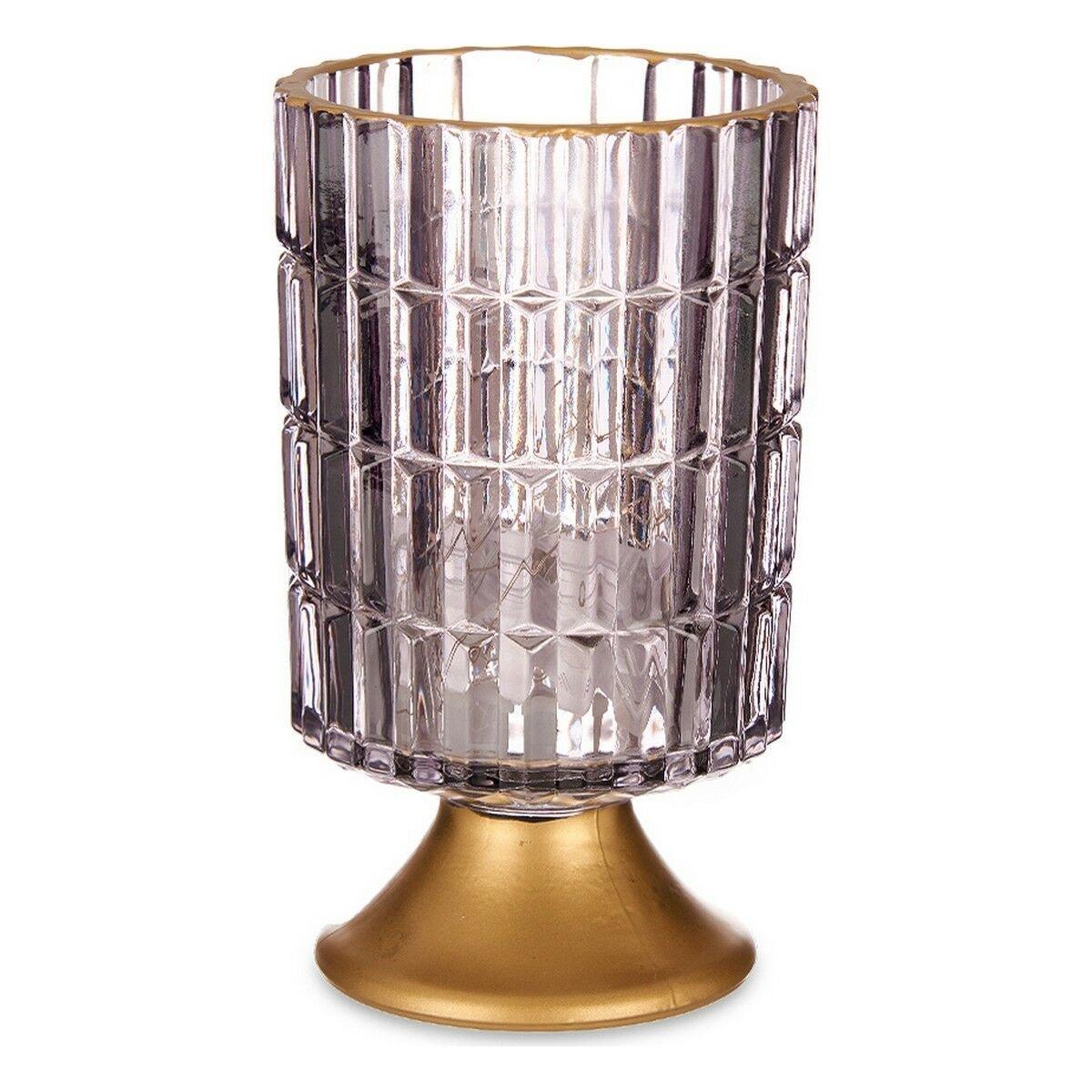 Farol LED Gift Decor Gris Dorado Metal Vidrio 10,7 x 18 x 10,7 cm