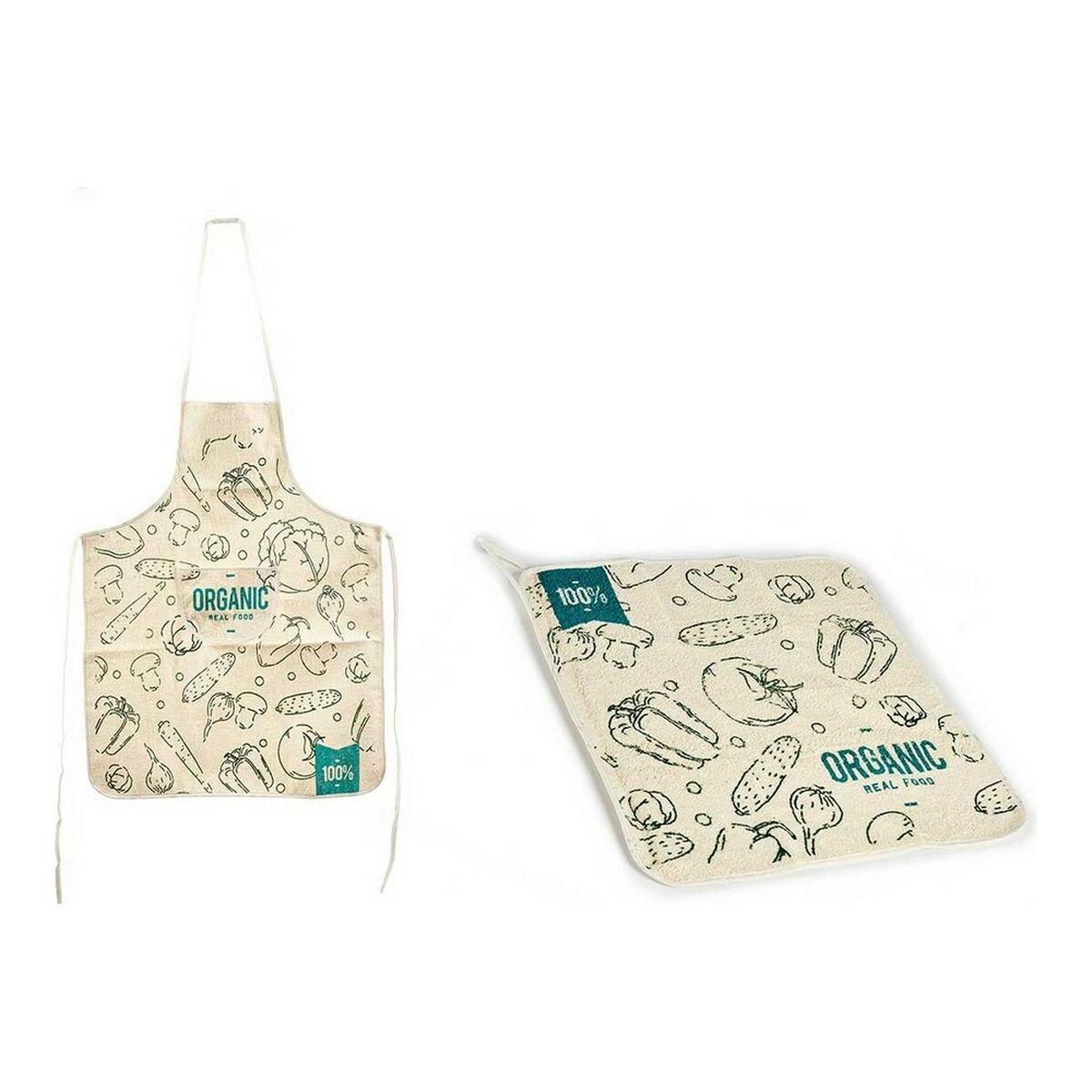 Set de Cocina Kinvara Azul Blanco Algodón Poliéster 60 x 0,3 x 80 cm Delantal Paño de Cocina