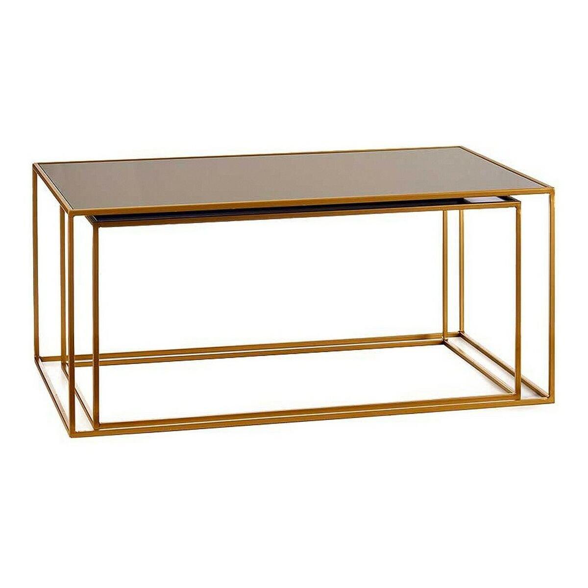 Juego de 2 mesas Gift Decor Negro Dorado Metal Cristal 55 x 40 x 90 cm